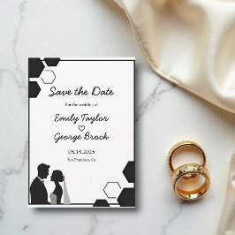 Moderne Schwarz-Weiß-Romantik-Hochzeit Save The Date