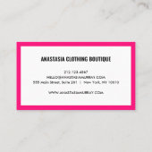 Moderne Schwarz-weiß rosa Minimalistisch Luxus Bou Visitenkarte (Rückseite)