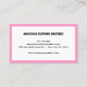 Moderne Schwarz-weiß rosa Minimalistisch Luxus Bou Visitenkarte (Rückseite)