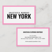 Moderne Schwarz-weiß rosa Minimalistisch Luxus Bou Visitenkarte (Vorne/Hinten)