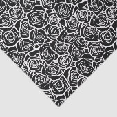 Moderne Schwarz-Weiß-Rosen Chic Floralmuster Seidenpapier (Ausschnitt)
