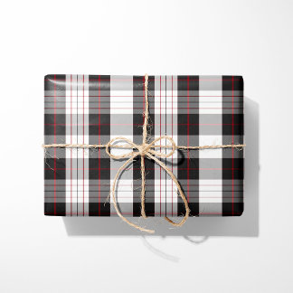 Moderne Schwarz-Weiß-Rot karierte Geschenkpapier