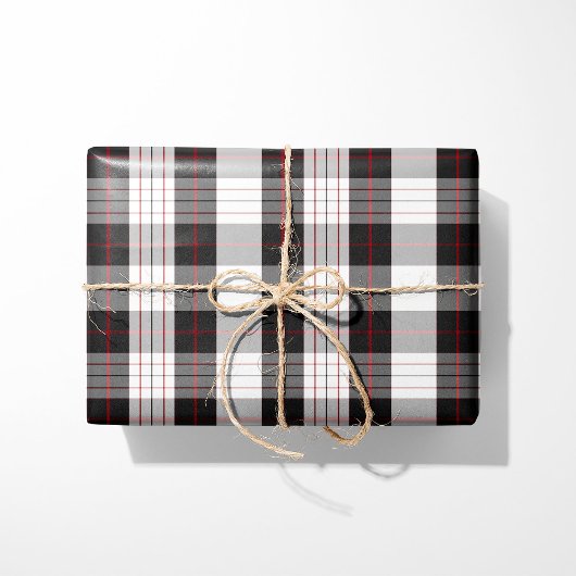 Moderne Schwarz-Weiß-Rot karierte Geschenkpapier