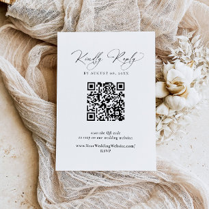 Moderne Schwarz-Weiß-RSVP-Karte mit QR-Code Mitteilungskarte