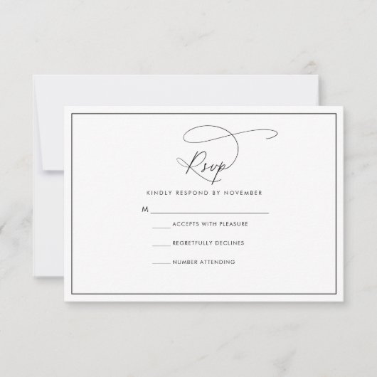 Moderne Schwarz-Weiß-RSVP-Karte RSVP Karte (Vorderseite)