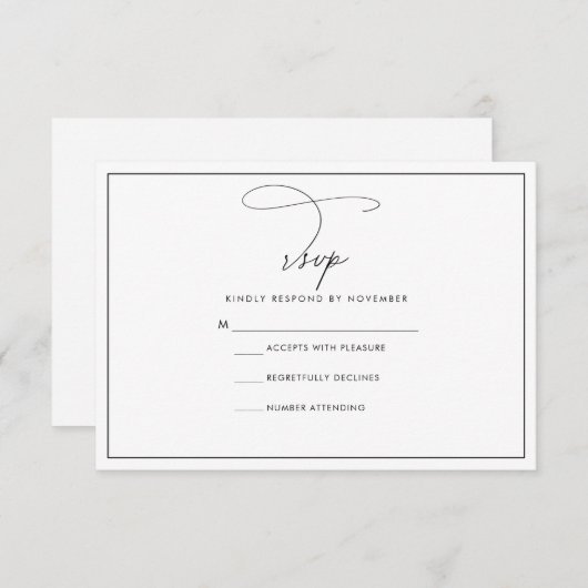 Moderne Schwarz-Weiß-RSVP-Karte RSVP Karte (Vorne/Hinten)