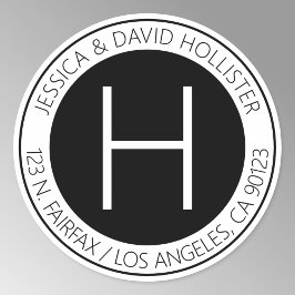 Moderne Schwarz-Weiß-Rücksendeadresse oder Produkt Runder Aufkleber