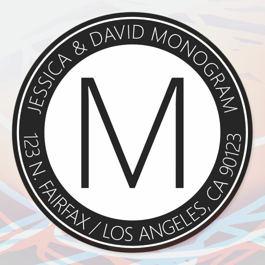 Moderne Schwarz & Weiß & Rücksendeadresse Runder Aufkleber