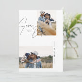 Moderne Schwarz-Weiß-Rustikale Foto Hochzeit Save The Date (Stehend Vorderseite)