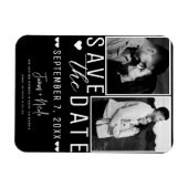 Moderne Schwarz/Weiß Save the Date 2 Foto Hochzeit Magnet (Horizontal)