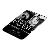 Moderne Schwarz/Weiß Save the Date 2 Foto Hochzeit Magnet (Linke Seite)