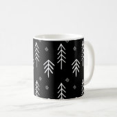 Moderne Schwarz-Weiß-Schneeflocken Muster Kaffee M Kaffeetasse (VorderseiteRechts)