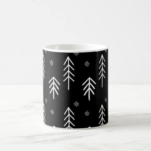 Moderne Schwarz-Weiß-Schneeflocken Muster Kaffee M Kaffeetasse (Mittel)