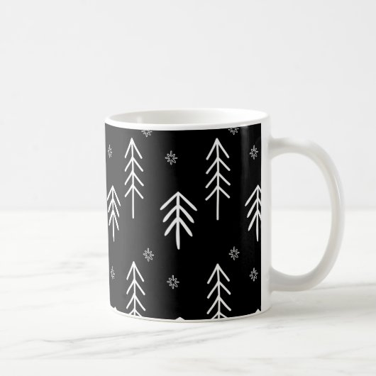 Moderne Schwarz-Weiß-Schneeflocken Muster Kaffee M Kaffeetasse (Rechts)