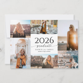 Moderne Schwarz-Weiß-Schrift 2026 Abschluss Einladung