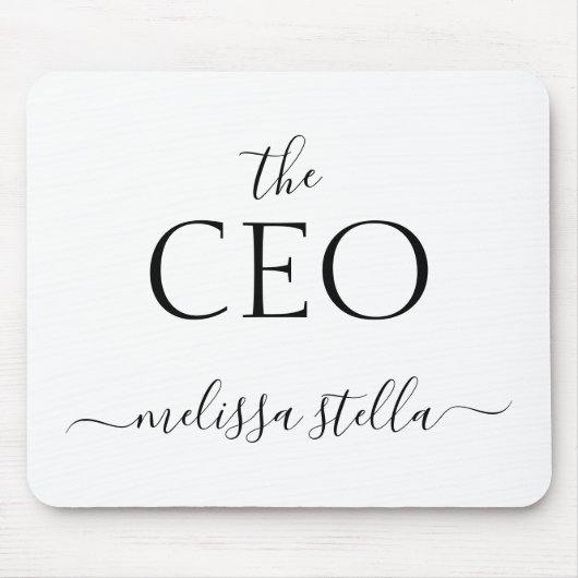 Moderne Schwarz-Weiß-Schrift Der Name des CEO | We Mousepad (Vorne)