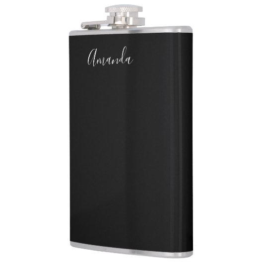 Moderne Schwarz-Weiß-Schrift Flachmann (Links)