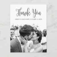 Moderne Schwarz-Weiß-Schrift Hochzeit danke