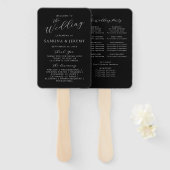 Moderne Schwarz-Weiß-Schrift Hochzeitsprogramm Fächer (Vorne und Hinten)