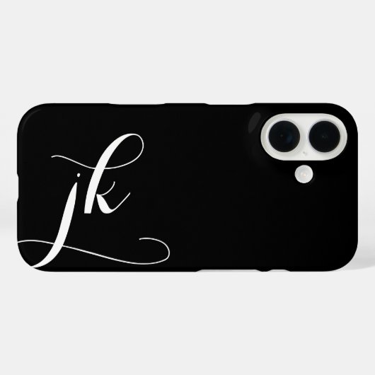 Moderne Schwarz-Weiß-Schrift-Monogramm-Name Case-Mate iPhone Hülle (Rückseite (Horizontal))