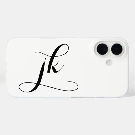 Moderne Schwarz-Weiß-Schrift-Monogramm-Name Case-Mate iPhone Hülle (Rückseite (Horizontal))