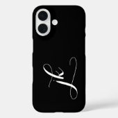 Moderne Schwarz-Weiß-Schrift-Monogramm-Name Case-Mate iPhone Hülle (Rückseite)
