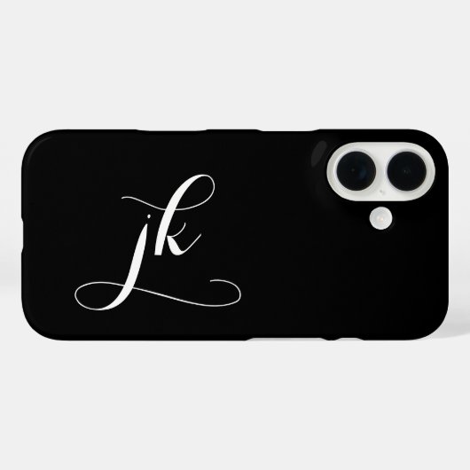 Moderne Schwarz-Weiß-Schrift-Monogramm-Name Case-Mate iPhone Hülle (Rückseite (Horizontal))