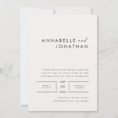 Moderne Schwarz-Weiß-Schrift zeitgenössische Hochz Einladung (Vorderseite)