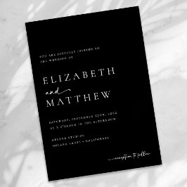 Moderne Schwarz-Weiß-Schriftzeichen Einladung