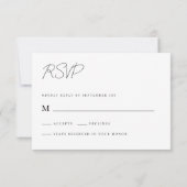 Moderne Schwarz-Weiß-Schriftzeichen RSVP Karte (Rückseite)