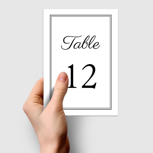 Moderne Schwarz-Weiß-Schriftzeichen Tischnummer