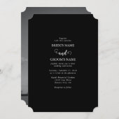 Moderne Schwarz-Weiß-Script-Couple-Foto-Hochzeit Einladung (Vorne/Hinten)