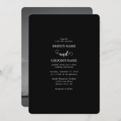 Moderne Schwarz-Weiß-Script-Couple-Foto-Hochzeit Einladung (Vorne/Hinten)