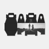 Moderne Schwarz-Weiß-Script-Couple-Foto-Hochzeit Geschenkschachtel (Ungefaltet)