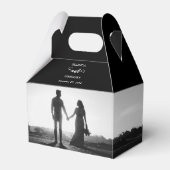 Moderne Schwarz-Weiß-Script-Couple-Foto-Hochzeit Geschenkschachtel (Vorderseite)
