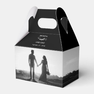 Moderne Schwarz-Weiß-Script-Couple-Foto-Hochzeit Geschenkschachtel