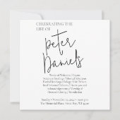 Moderne Schwarz-Weiß-Script-Foto-Beerdigungskarte (Vorderseite)