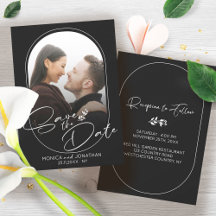 Moderne Schwarz-Weiß-Script-Foto-Hochzeit