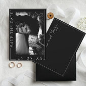 Moderne Schwarz-Weiß-Script-Foto-Hochzeit Save The Date