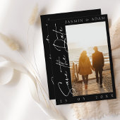 Moderne Schwarz-Weiß-Script-Foto-Hochzeit Save The Date