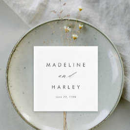 Moderne Schwarz-Weiß-Script-Hochzeit Serviette