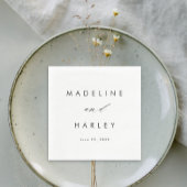 Moderne Schwarz-Weiß-Script-Hochzeit Serviette