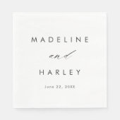 Moderne Schwarz-Weiß-Script-Hochzeit Serviette (Vorderseite)