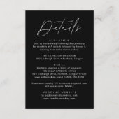 Moderne Schwarz-Weiß-Script-Hochzeitsdetails Begleitkarte (Vorderseite)