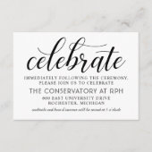 Moderne Schwarz-Weiß-Script-Hochzeitsempfehlung Begleitkarte (Vorderseite)