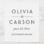 Moderne Schwarz-Weiß-Script-Hochzeitsmonogramm Weinetikett (Einzelnes Label)