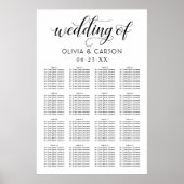 Moderne Schwarz-Weiß-Script-Hochzeitssitze Poster (Vorne)