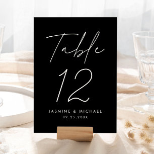 Moderne Schwarz-Weiß-Script-Hochzeitsskripte-Tisch