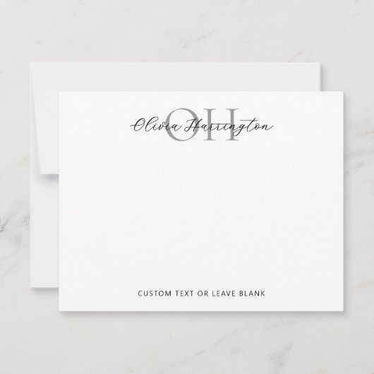 Moderne Schwarz-Weiß-Script-Klassik Mitteilungskarte (Vorderseite)