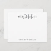 Moderne Schwarz-Weiß-Script-Klassik Mitteilungskarte (Vorne/Hinten)